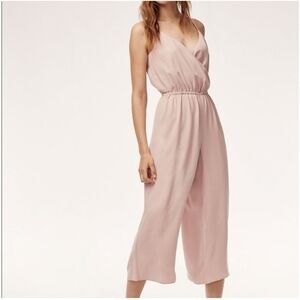 Aritzia Wilfred Melodie Faux Wrap Wide Leg Jumpsuit In Hot Pink